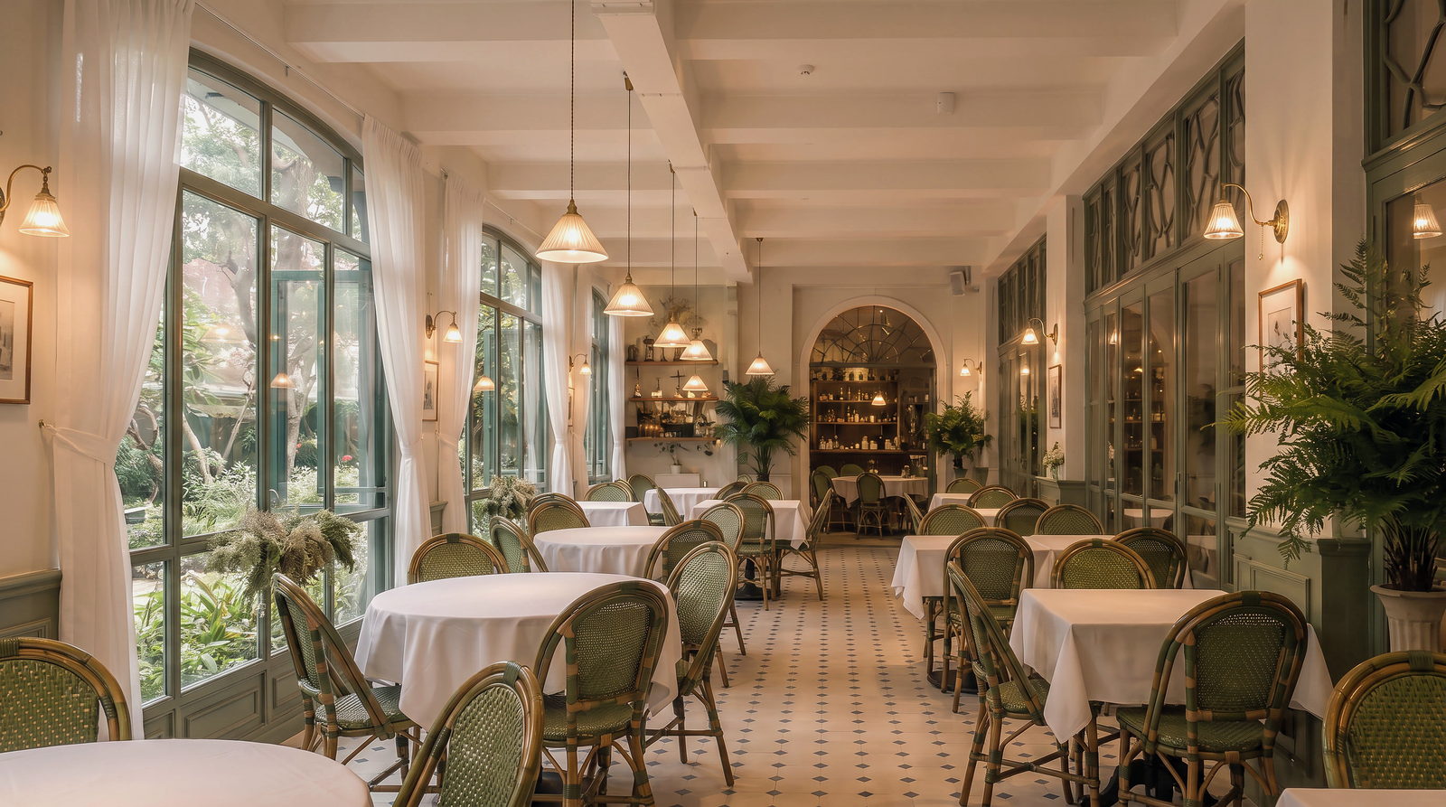 Restaurant green white